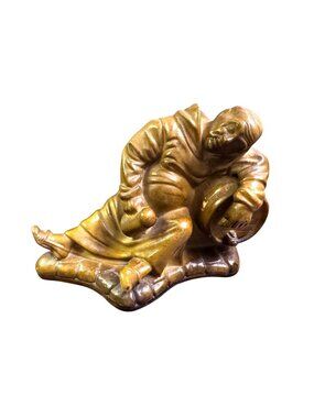 Vintage German Ceramic Drunken Monk with Barrel Figurine